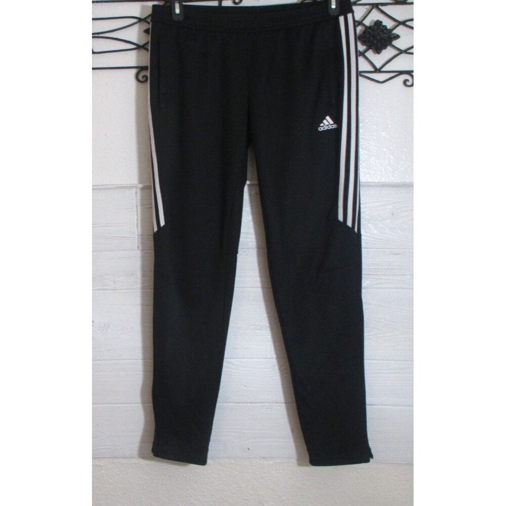 Adidas Activewear Pants Women's Size L Black Bottom Zip Pull On Drawstring